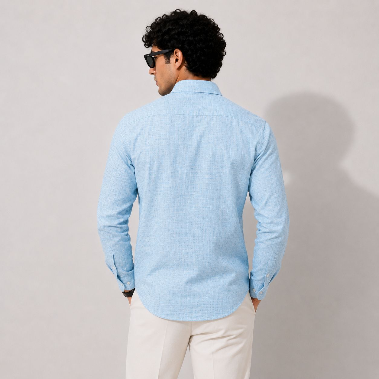 ADVIKEN Premium Sky Mist Blue Cotton Linen Shirt - alternate view