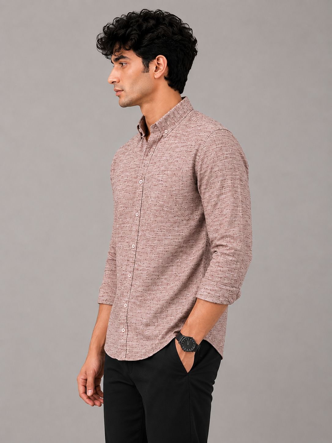 ADVIKEN Premium Rose Taupe Cotton Linen Shirt - alternate view